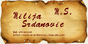 Milija Srdanović vizit kartica